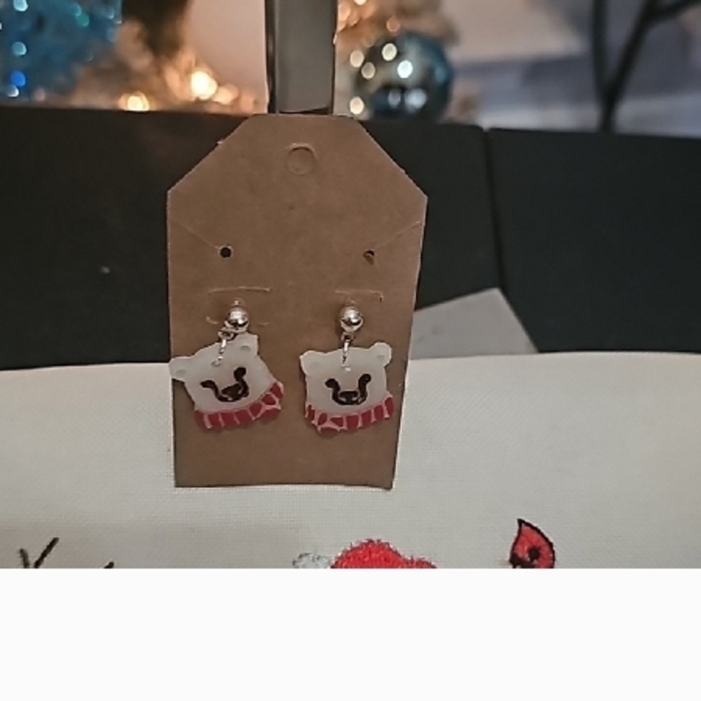 Cute Christmas Polar Bear Earrings.